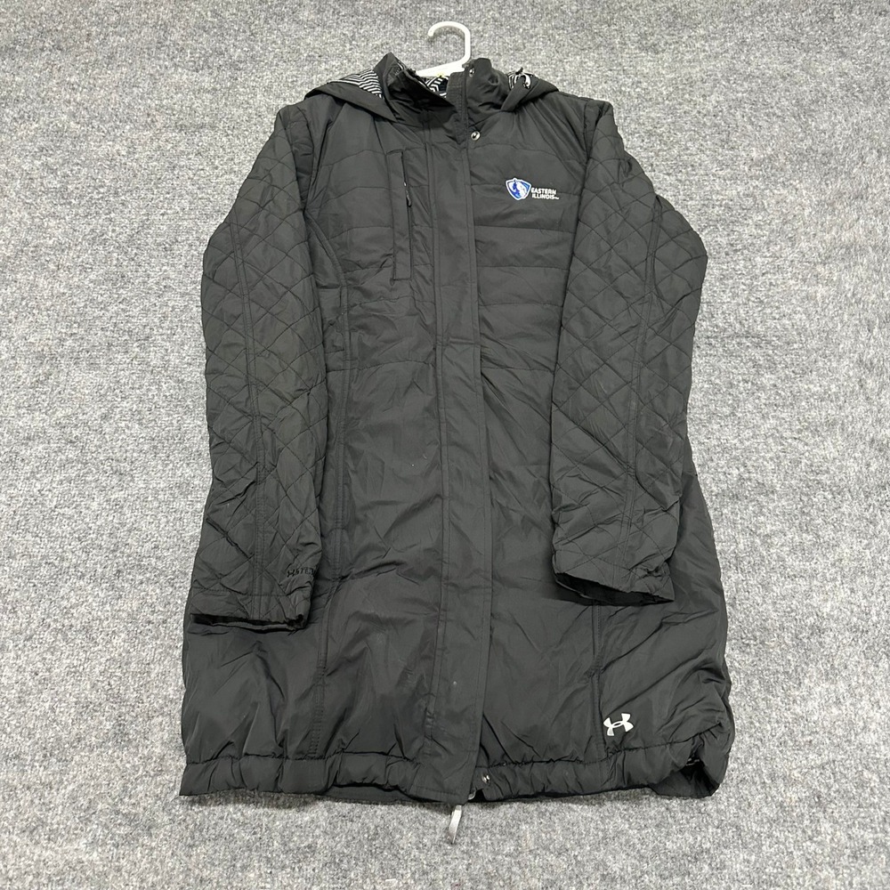 Under Armour Parka Womens Size M Black Quilted ColdGear Infrared EIU Panthers